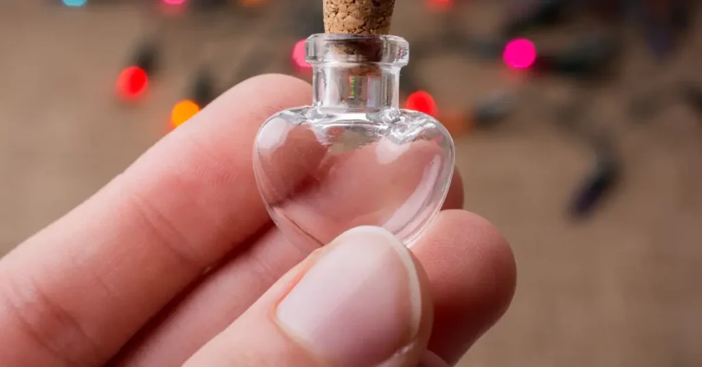A heart shaped Bottle with perfume for her