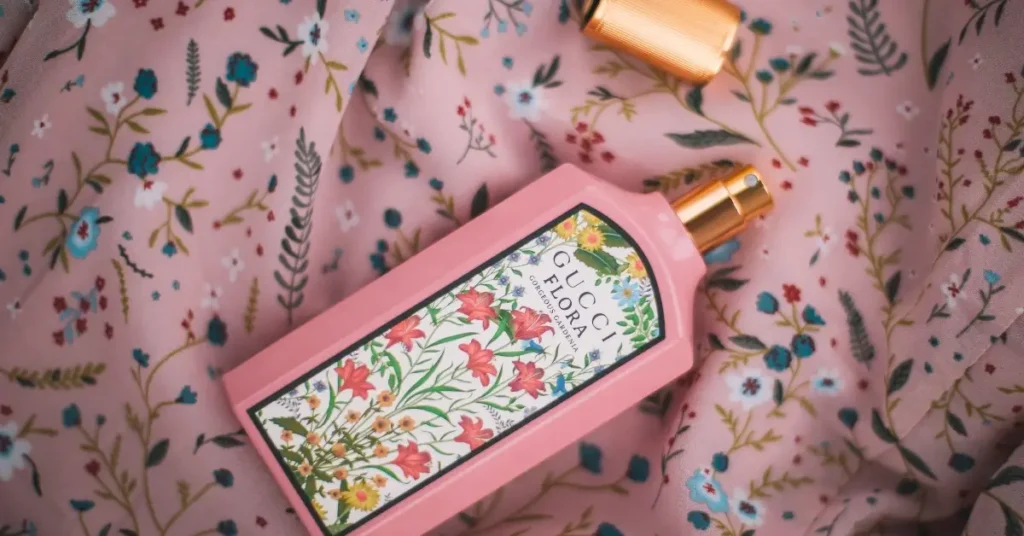Perfume in a pink Bottle from Gucci Flora