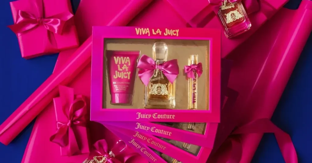 the packaging of the juicy couture perfume pink bottle
